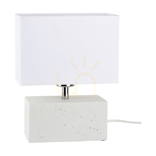 Skontrolujte Stolná lampa Strong Double, 1xE27, Max. 25 W, biely betón / čierny PVC kábel / biele tienidlo, 22 cm