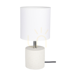 Robustná stolná lampa, 1xE27, Max. 25 W, biely betón / čierny PVC kábel / biele tienidlo, Ø 15 cm small 0