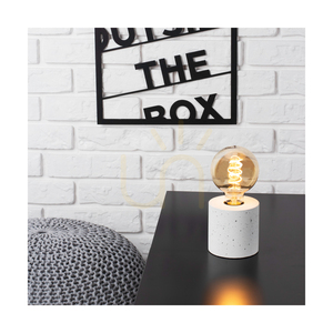 Robustná stolná lampa, 1xE27, Max. 25 W, biely betón/čierny PVC kábel, Ø 10 cm small 3