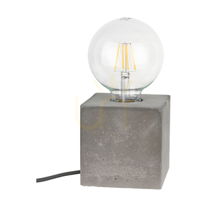 Robustná štvorcová stolná lampa, 1xE27, Max. 25 W, betónovo šedá/čierna, 10 cm PVC kábel small 0