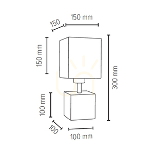 Robustná štvorcová stolná lampa, 1xE27, Max. 25 W, betónovo šedý/čierny PVC kábel/biely tienidlo, 15 cm small 2