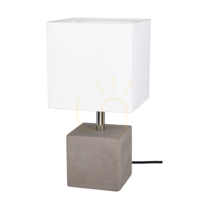 Robustná štvorcová stolná lampa, 1xE27, Max. 25 W, betónovo šedý/čierny PVC kábel/biely tienidlo, 15 cm small 0