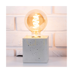 Robustná štvorcová stolná lampa, 1xE27, Max. 25 W, biely betón/čierny PVC kábel, 10 cm small 1
