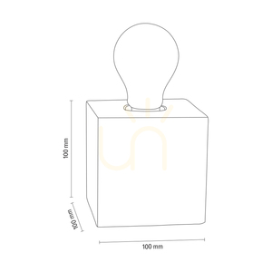Robustná štvorcová stolná lampa, 1xE27, Max. 25 W, biely betón/čierny PVC kábel, 10 cm small 2