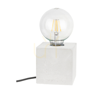 Robustná štvorcová stolná lampa, 1xE27, Max. 25 W, biely betón/čierny PVC kábel, 10 cm small 0