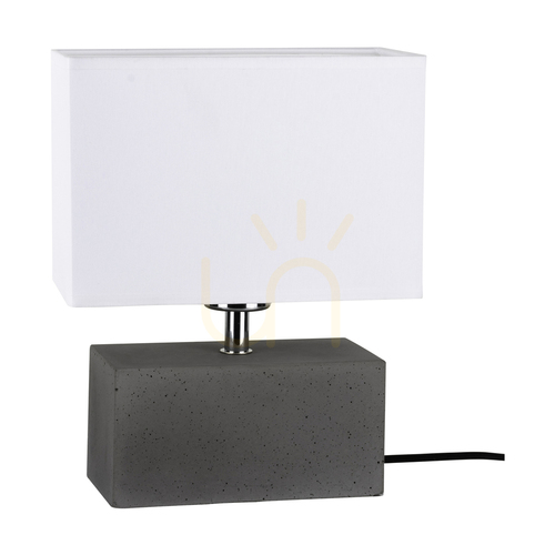 Skontrolujte Stolná lampa Strong Double, 1xE27, Max. 25 W, betónovo šedý/čierny PVC kábel/biely tienidlo, 22 cm
