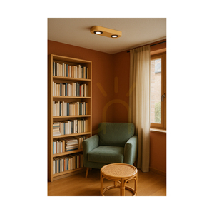 Stropné svietidlo Sunniva, obsahuje 2x LED žiarovky 3000 K, 5 W, borovica morená na hnedo / čierny kov, 29 cm small 2