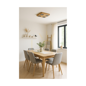 Stropné svietidlo Sunniva, obsahuje 4x LED 3000 K 5 W, borovica morená na hnedo / čierny kov, 26 cm small 2