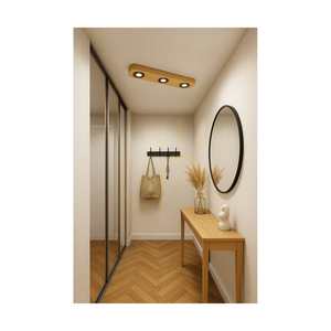 Stropné svietidlo Sunniva, obsahuje 3x LED 3000 K 5 W, borovica morená na hnedo / čierny kov, 42 cm small 2