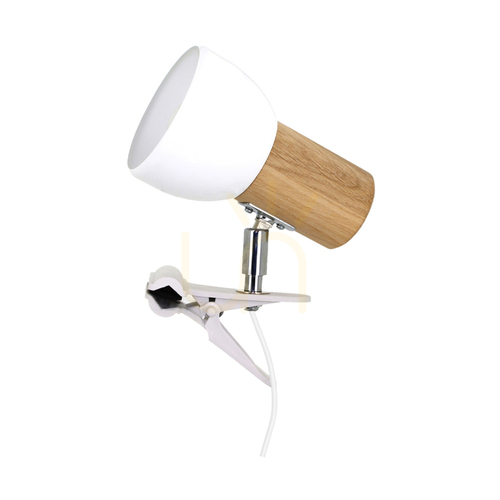 Skontrolujte Lampa Svenda s upínacím držiakom, 1xE27, Max. 60 W, olejovaný dub / chrómový kov / biely kovový tienidlo, 14 cm