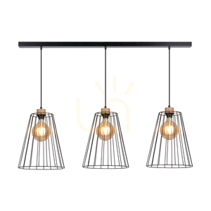 Závesné svietidlo Swan, 3xE27, Max. 60 W, olejovaný dub / čierny kov / čierny PVC kábel / čierny kovový tienidlo, 117 cm small 1