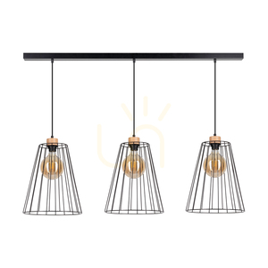 Závesné svietidlo Swan, 3xE27, Max. 60 W, olejovaný dub / čierny kov / čierny PVC kábel / čierny kovový tienidlo, 117 cm small 0
