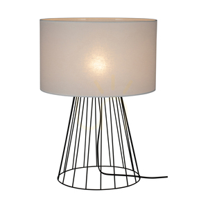 Stolná lampa Swan, 1xE27, Max. 60 W, čierny kov / čierny PVC kábel / biely tienidlo, Ø 40 cm small 1