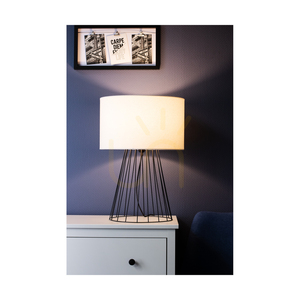 Stolná lampa Swan, 1xE27, Max. 60 W, čierny kov / čierny PVC kábel / biely tienidlo, Ø 40 cm small 4