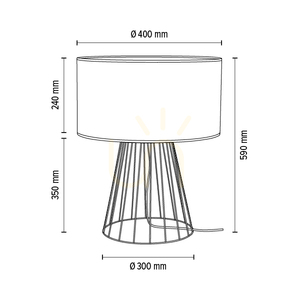 Stolná lampa Swan, 1xE27, Max. 60 W, čierny kov / čierny PVC kábel / biely tienidlo, Ø 40 cm small 5