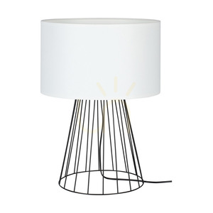Stolná lampa Swan, 1xE27, Max. 60 W, čierny kov / čierny PVC kábel / biely tienidlo, Ø 40 cm small 0