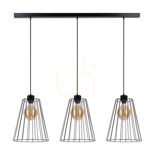Skontrolujte Závesné svietidlo Swan, 3xE27, Max. 60 W, čierny kov / čierny PVC kábel / čierny kovový tienidlo, 117 cm