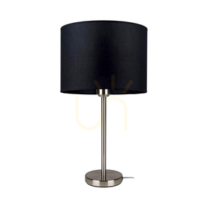 Stolná lampa Tamara, 1xE27, Max. 40 W, saténový kov / priehľadný PVC kábel / čierne tienidlo, Ø 25 cm small 0