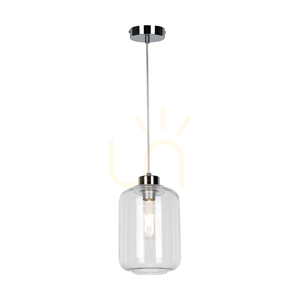 Závesné svietidlo Tarro, 1xE27, Max. 60 W, chrómovaný kov / priehľadný PVC kábel / priehľadný sklenený tienidlo, Ø 17 cm small 1