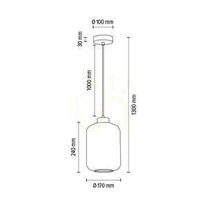 Závesné svietidlo Tarro, 1xE27, Max. 60 W, chrómovaný kov / priehľadný PVC kábel / priehľadný sklenený tienidlo, Ø 17 cm small 4