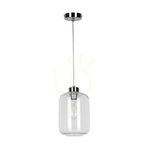 Závesné svietidlo Tarro, 1xE27, Max. 60 W, chrómovaný kov / priehľadný PVC kábel / priehľadný sklenený tienidlo, Ø 17 cm small 0