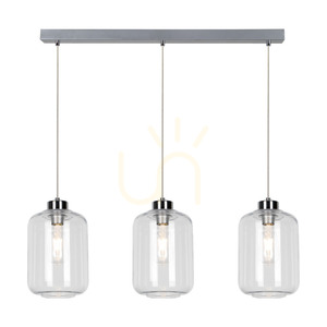 Závesné svietidlo Tarro, 3xE27, Max. 60 W, chrómovaný kov / priehľadný PVC kábel / priehľadný sklenený tienidlo, 76 cm small 1