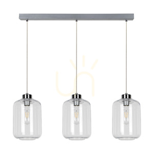 Závesné svietidlo Tarro, 3xE27, Max. 60 W, chrómovaný kov / priehľadný PVC kábel / priehľadný sklenený tienidlo, 76 cm small 0