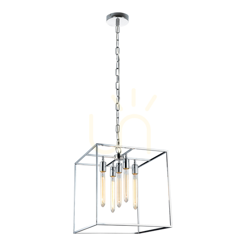 Skontrolujte Závesné svietidlo Telaio, 5xE27, Max. 60 W, chrómovaný kov/číre sklo, 35,5 cm