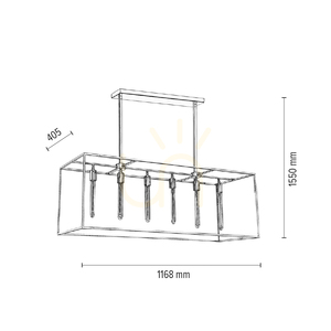 Závesné svietidlo Telaio, 6xE27, Max. 60 W, chrómovaný kov/číre sklo, 116,8 cm small 2