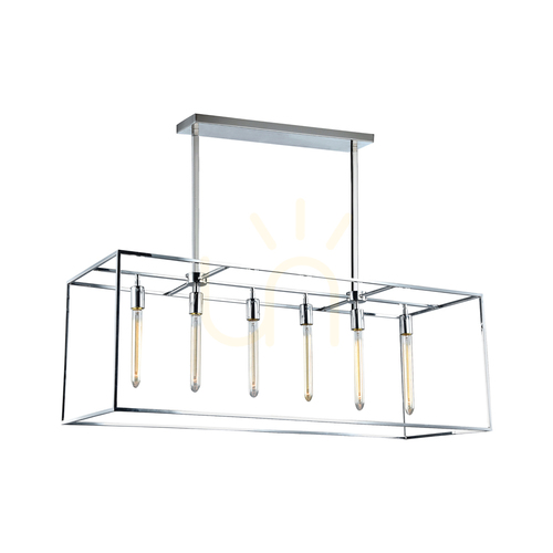 Skontrolujte Závesné svietidlo Telaio, 6xE27, Max. 60 W, chrómovaný kov/číre sklo, 116,8 cm