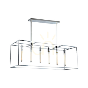 Závesné svietidlo Telaio, 6xE27, Max. 60 W, chrómovaný kov/číre sklo, 116,8 cm small 0