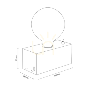 Stolná lampa Theo, 1xE27, Max. 25 W, bukové a orechové drevo, čierny PVC kábel s integrovanou USB nabíjačkou, 18 cm small 3