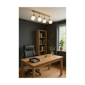 Stropné svietidlo Tilia, 4xE27, Max. 60 W, olejovaný dub / chrómový kov / biely sklenený tienidlo, 78 cm small 1