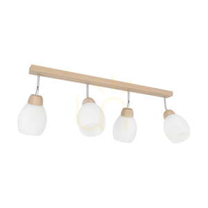 Stropné svietidlo Tilia, 4xE27, Max. 60 W, olejovaný dub / chrómový kov / biely sklenený tienidlo, 78 cm small 0