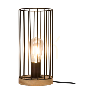 Stolná lampa Timeo 1xE27 Max. 25 W, olejovaný dub / čierny kov / čierny PVC kábel / čierny kovový tienidlo Ø 15 cm small 1