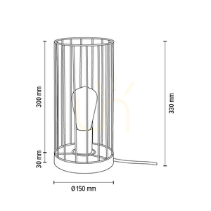 Stolná lampa Timeo 1xE27 Max. 25 W, olejovaný dub / čierny kov / čierny PVC kábel / čierny kovový tienidlo Ø 15 cm small 3