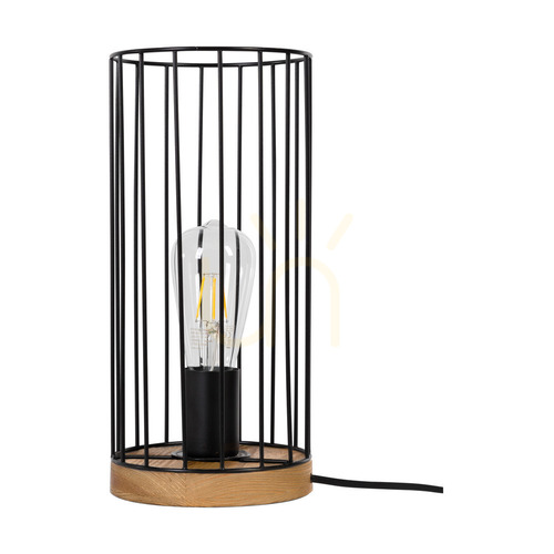 Skontrolujte Stolná lampa Timeo 1xE27 Max. 25 W, olejovaný dub / čierny kov / čierny PVC kábel / čierny kovový tienidlo Ø 15 cm