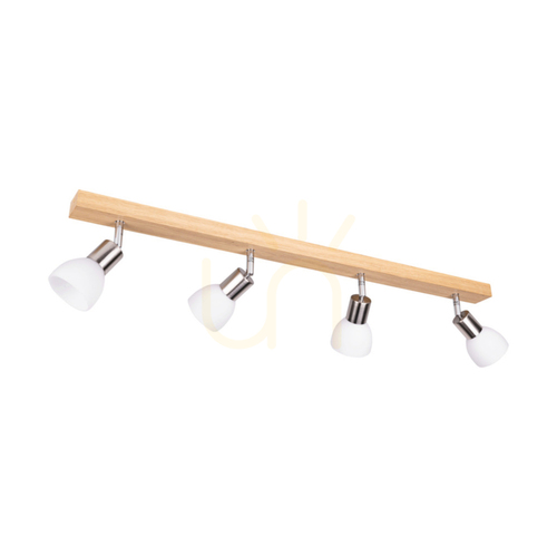 Skontrolujte Stropné svietidlo Timon, 4xE14, Max. 40 W, olejovaný dub / saténový kov / biely sklenený tienidlo, 85 cm