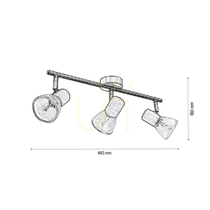 Stropné svietidlo Tobi, 3xE14, Max. 40 W, olejovaný dub / saténový kov / číry sklenený tienidlo, 44,5 cm small 2