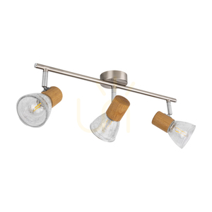 Stropné svietidlo Tobi, 3xE14, Max. 40 W, olejovaný dub / saténový kov / číry sklenený tienidlo, 44,5 cm small 0