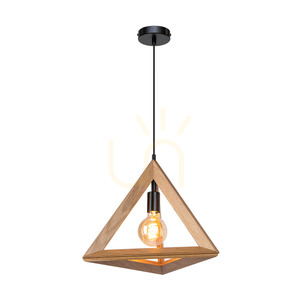 Závesné svietidlo Trigonon, 1xE27, Max. 60 W, olejovaný dub / čierny kov / čierny PVC kábel, 42 cm small 1