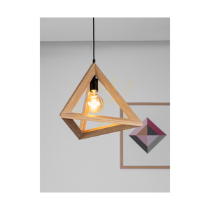 Závesné svietidlo Trigonon, 1xE27, Max. 60 W, olejovaný dub / čierny kov / čierny PVC kábel, 42 cm small 2