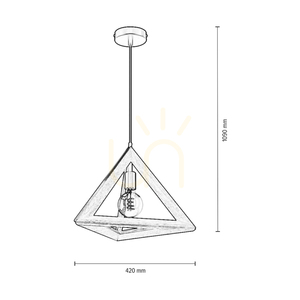 Závesné svietidlo Trigonon, 1xE27, Max. 60 W, olejovaný dub / čierny kov / čierny PVC kábel, 42 cm small 3
