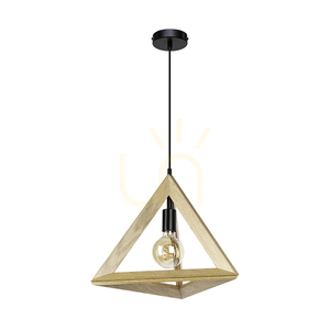 Závesné svietidlo Trigonon, 1xE27, Max. 60 W, olejovaný dub / čierny kov / čierny PVC kábel, 42 cm small 0