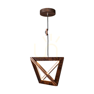 Závesné svietidlo Trigonon, 1xLED, 3000 K, 27 W, bukové a orechové drevo, čierny opletený kábel, 42 cm small 1