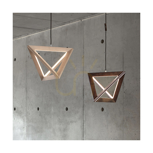 Závesné svietidlo Trigonon, 1xLED, 3000 K, 27 W, bukové a orechové drevo, čierny opletený kábel, 42 cm small 3