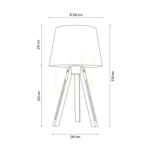 Stolná lampa na trojnožke, 1xE27, Max. 40 W, olejovaný dub / priehľadný PVC kábel / biele tienidlo, Ø 30,5 cm small 2