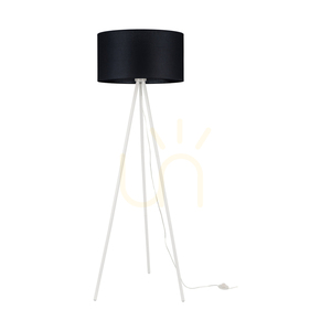 Stojacie svietidlo s trojnožkou, 1xE27, Max. 40 W, biely kov / priehľadný PVC kábel / čierne tienidlo, Ø 50 cm small 0