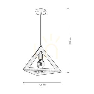 Závesné svietidlo Trigonon, 1xE27, Max. 60 W, breza/čierny kov/čierny PVC kábel, 42 cm small 2