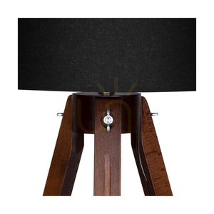 Stolná lampa na trojnožke, 1xE27, Max. 40 W, bukové a orechové drevo / priehľadný PVC kábel / čierne tienidlo, Ø 30 cm small 2